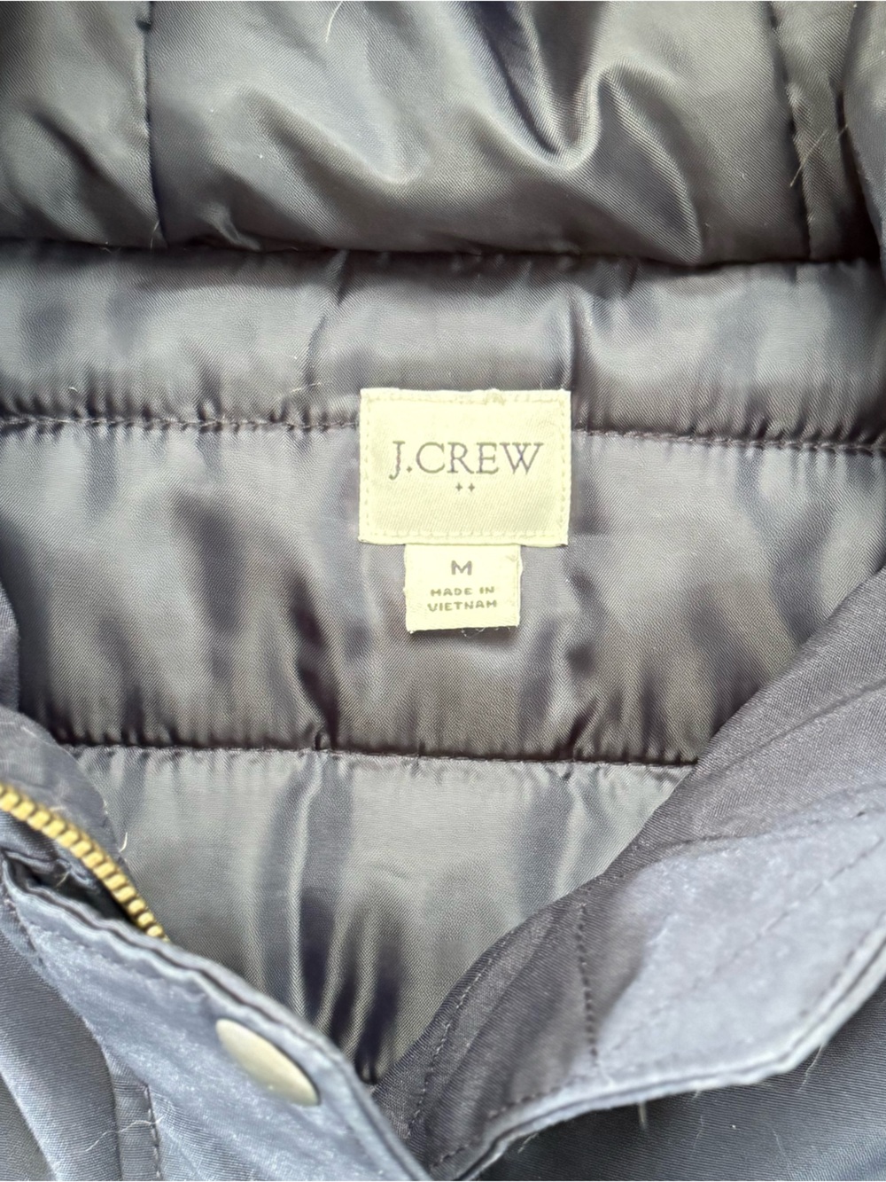 J. Crew Navy Puffer with Faux-Fur Trim Warm Quilted Full Zipper Women’s Jacket - Picture 2 of 11